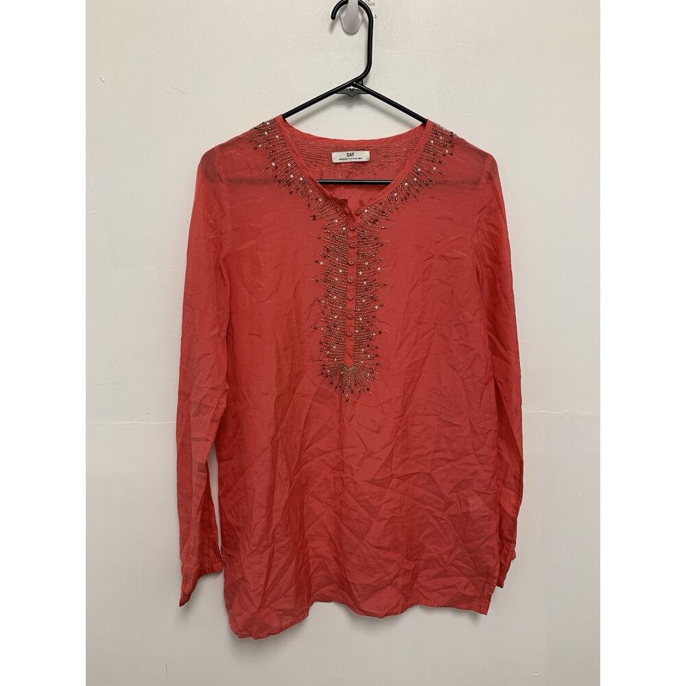 Day Birger Et Mikkelsen Size 36 Tunic Blouse Long Sleeve Embroidery US Size S